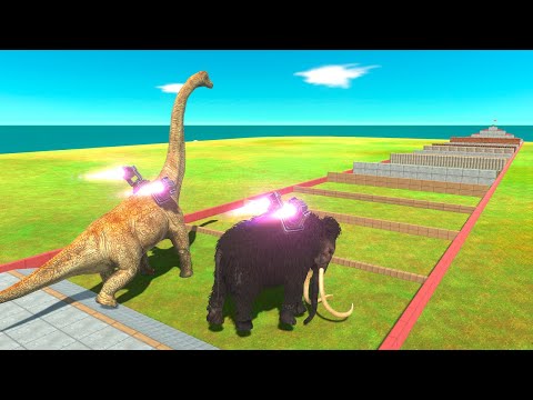 Animals vs Dinosaurs Power Tournament with Jet Engines - Animal Revolt Battle Simulator