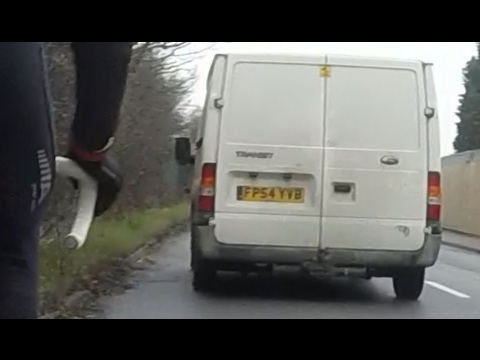 Road Rage? Van vs cyclists, near miss.  FP54YVB