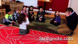Funny music lesson for children listening to Beethoven