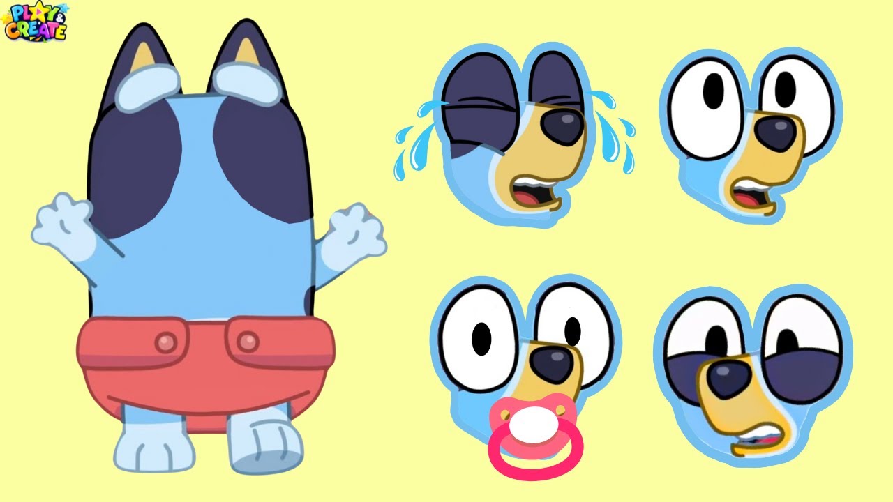 Baby Bluey & Baby Bingo - Make a Face Stickers! Bluey DIY Activity