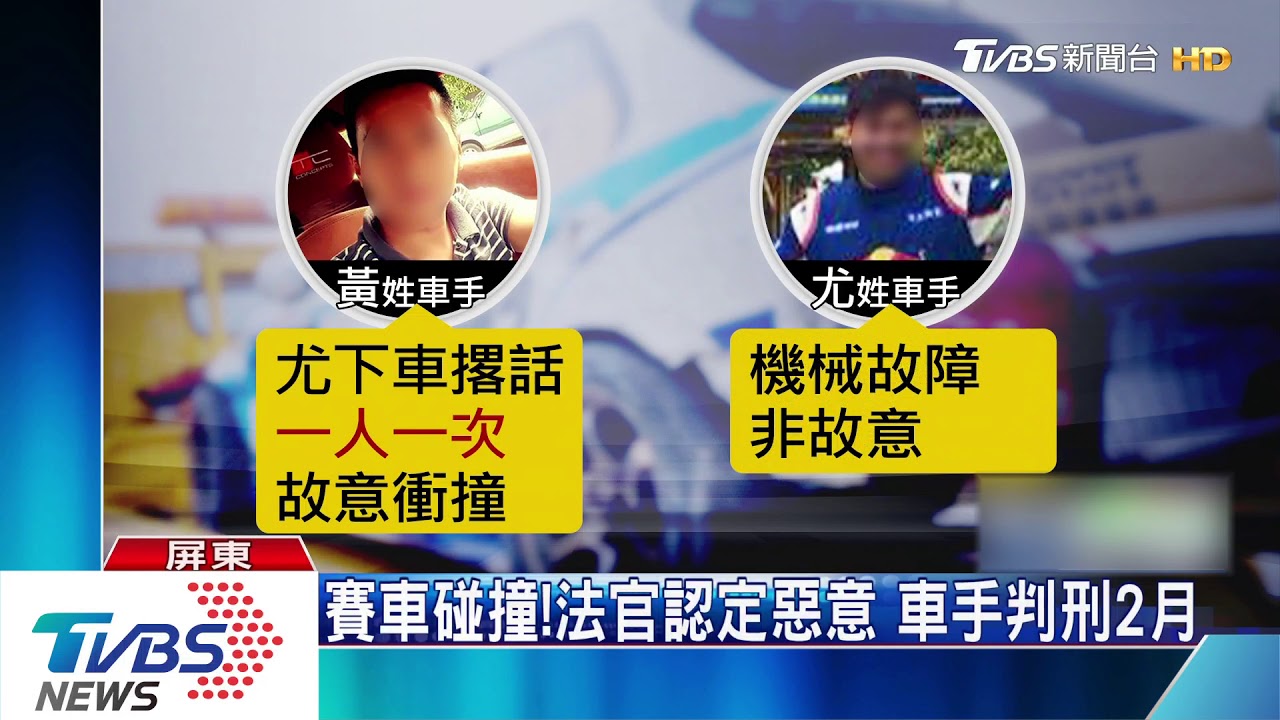 賽車碰撞!法官認定惡意 車手判刑2月