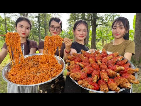 How to crispy chicken leg with noodle chili recipe