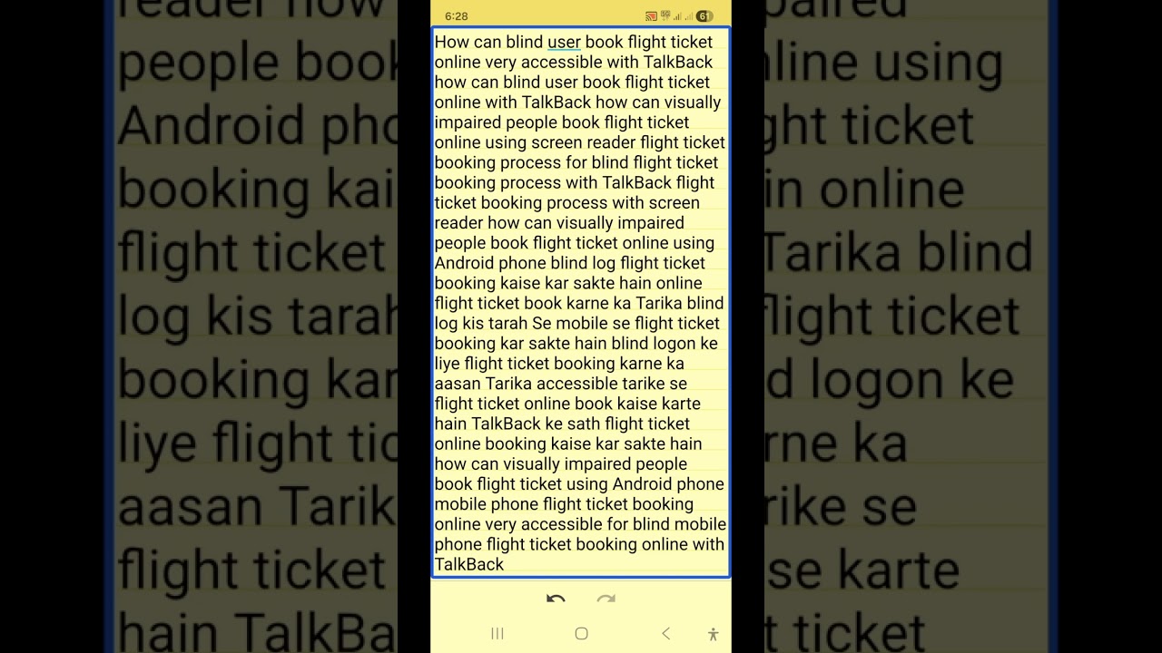flight ticket booking online very accessible for blind user flight ticket booking with TalkBack