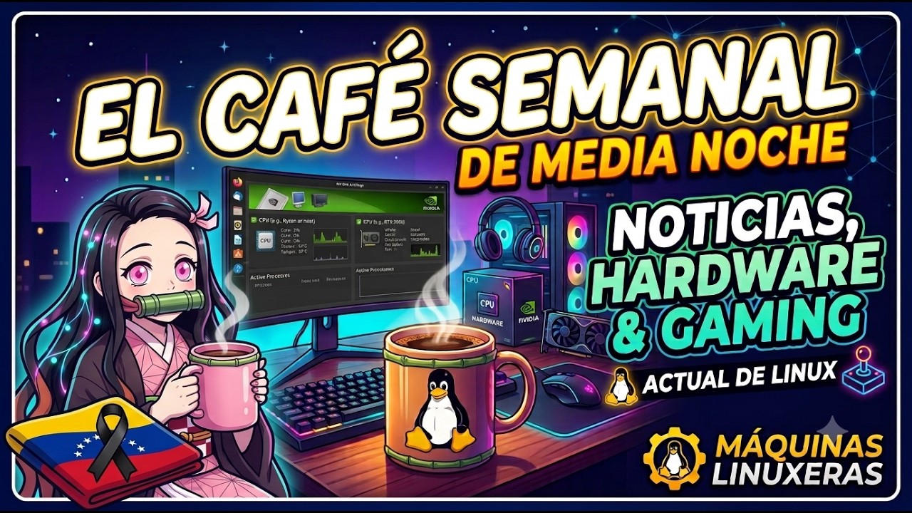 El Café Semanal de Media Noche: Noticias, Hardware y Gaming Actual de Linux🐧☕