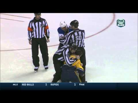 Rich Clune vs Ryan Reaves fight St. Louis Blues vs Nashville Predators 3/15/14 NHL Hockey.