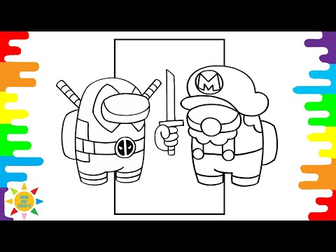 Deadpool Among Us   VS Mario Among Us Coloring | Among Us Coloring Page | Jim Yosef - Can't Wait