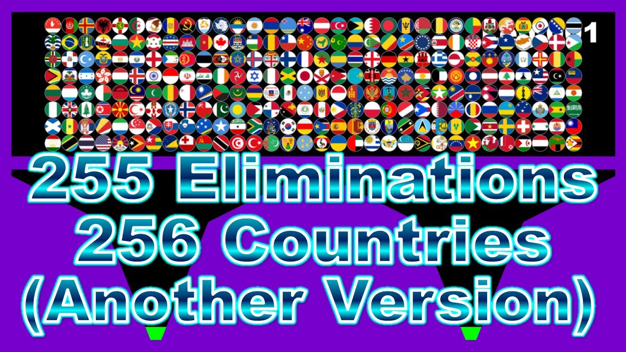 [Another version] 255 times eliminations & 256 countries and regions marble race in Algodoo