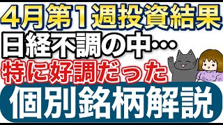 【4月週間収支】日経爆下げの中、あの保有銘柄のおかげで…【ピックアップ個別銘柄紹介】#新旧NISA投資結果公開