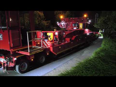 Schwertransport 400 Tonnen Etappe über die Schienen