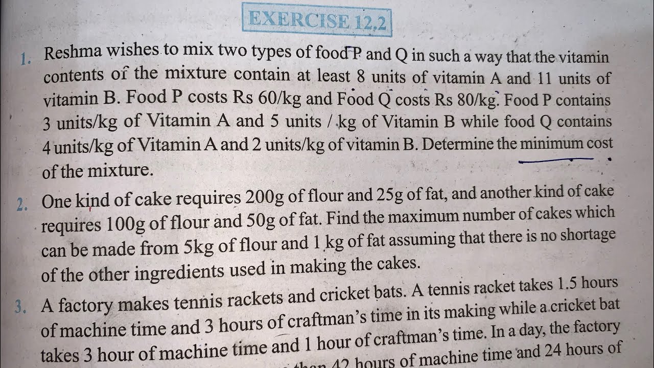 EX 12.2 Q1 TO Q5 SOLUTIONS OF LINEAR PROGRAMING NCERT CHAPTER 12 CLASS 12th(PART1)