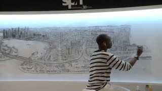 Stephen Wiltshire draws Singapore skyline from memory