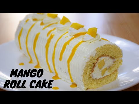 Mango Roll Cake | Mango Cake (Very Soft And Spongy) | Mango Swiss Roll Cake