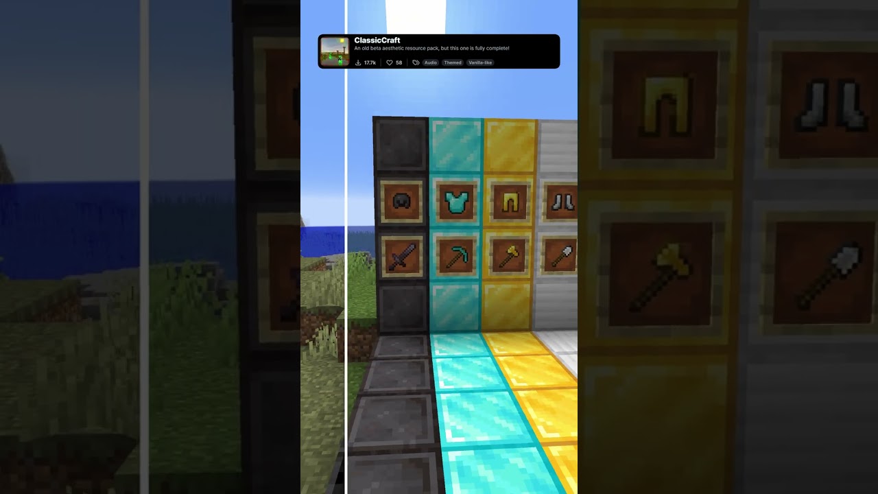 ClassicCraft: Best Nostalgic Minecraft Texture Pack #minecraft #texturepack #shorts #gaming #mc