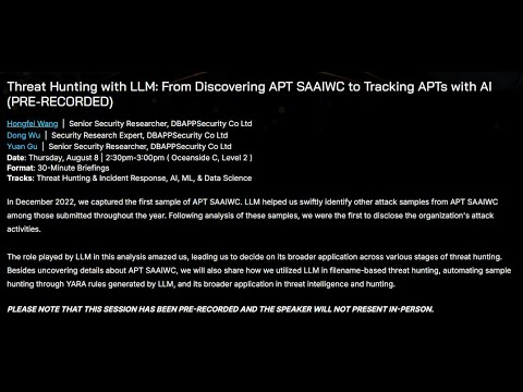 Threat Hunting with LLM: From Discovering APT SAAIWC to Tracking APTs with AI