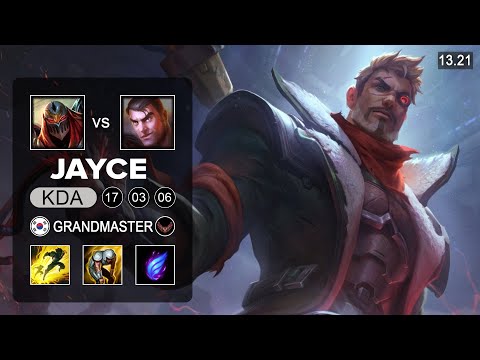Jayce vs Zed Mid - KR Grandmaster - Patch 13 21 Season 13