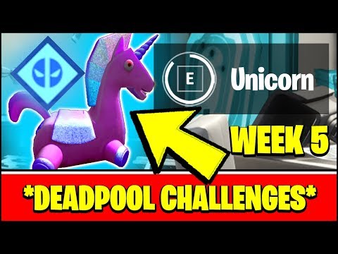ALL DEADPOOL CHALLENGES WEEK 5 - FIND DEADPOOL'S STUFFED UNICORN LOCATION (Fortnite)