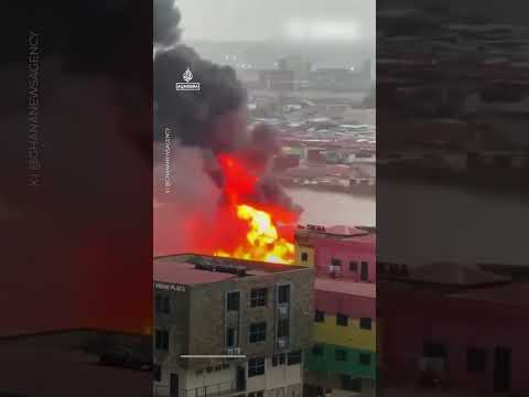 Fire and floods hit Ghana’s capital as residents are left stranded