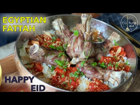 EGYPTIAN FATTAH - EID MEAL | LAMB SHANK & GARLIC TOMATO RICE DISH | فتة مصري أصلي بالخل والثوم