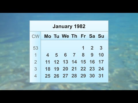 January 1982 Calendar