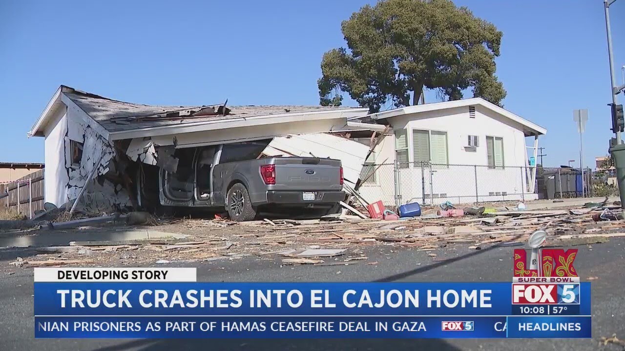 Pickup truck crashes into El Cajon home, collapses garage