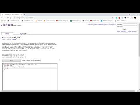 Ap 1 Sumheights2 Java Tutorial Codingbat Com