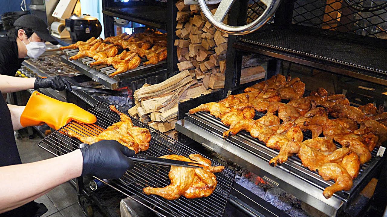 Crispy on the outside and moist on the inside!  firewood-grilled chicken -BEST 4 /Korean street food