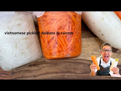 Delicious quick Vietnamese pickled carrots and daikon recipe.