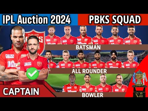IPL Auction 2024 | Punjab Kings Team Final Squad | PBKS Team Full Squad 2024 | PBKS New Team 2024