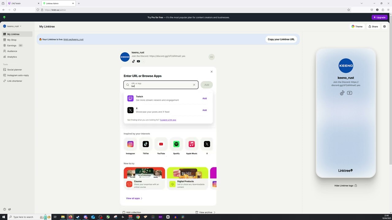 How to Add Twitch to Linktree