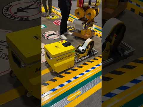 Mighty Line Bot Prototype ProMat 2025. Mighty Line floor tape and floor signs leading automation