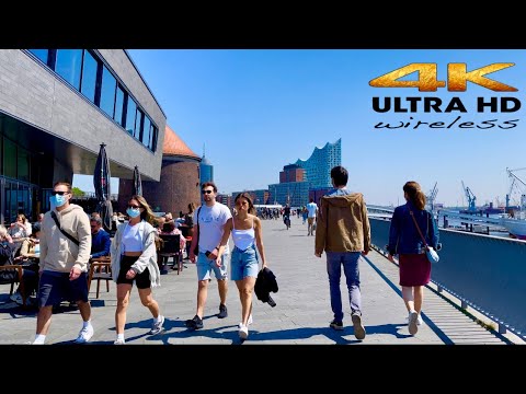 [4K HDR] Landungsbrücken Sunny Day Tour After Lockdown. Hamburg city Germany 🇩🇪 2021