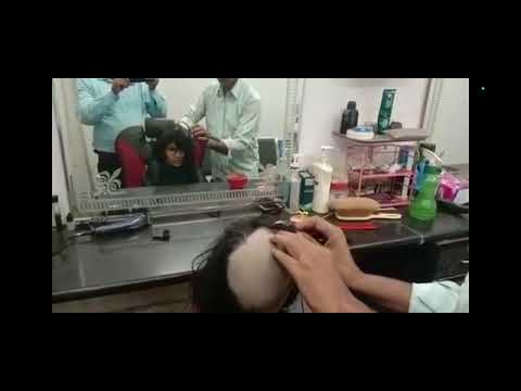 bob hair muslim girl head shave with razor