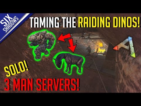 TAMING RAIDING DINOS! | SOLO MTS 3-Man PvP Servers! - Ark: Survival Evolved