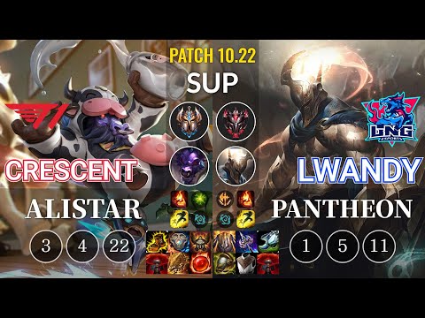 T1 Crescent Alistar vs LNG lwandy Pantheon Sup - KR Patch 10.22