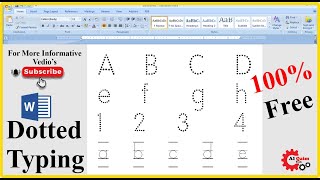 how to make dotted type design in MS Word || Quickly create Tracing letters in Toddlers || MS Word