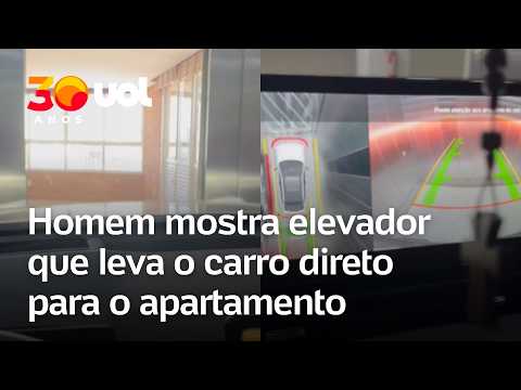 Homem mostra praticidade em morar em prédio que o elevador leva carro até o apartamento