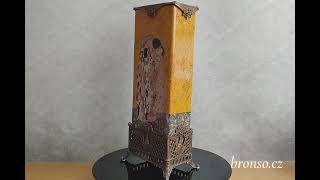 Porcelánová váza Gustav Klimt „Polibek“ – luxusní dekorace v bronzovém rámu