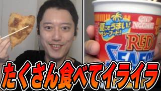 メンチカツ＆アジフライとカップ麺をイライラしながら食べる布団ちゃん【2026/8/22】