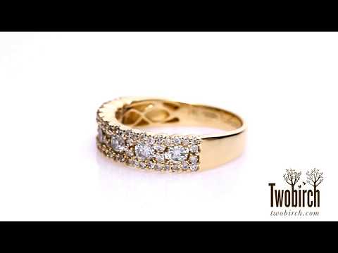 0.84 Carat Alternating Small and Large Round Wedding Ring in Yellow Gold -TwoBirch- TB-WR-0274-YG-J