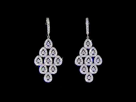 Lady's 18k White Gold 2.60ct (TDW) Cluster Diamond Chandelier Earrings