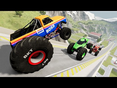 Epic High Speed Monster Truck Jumps and Crashes #052 - BeamNG Drive