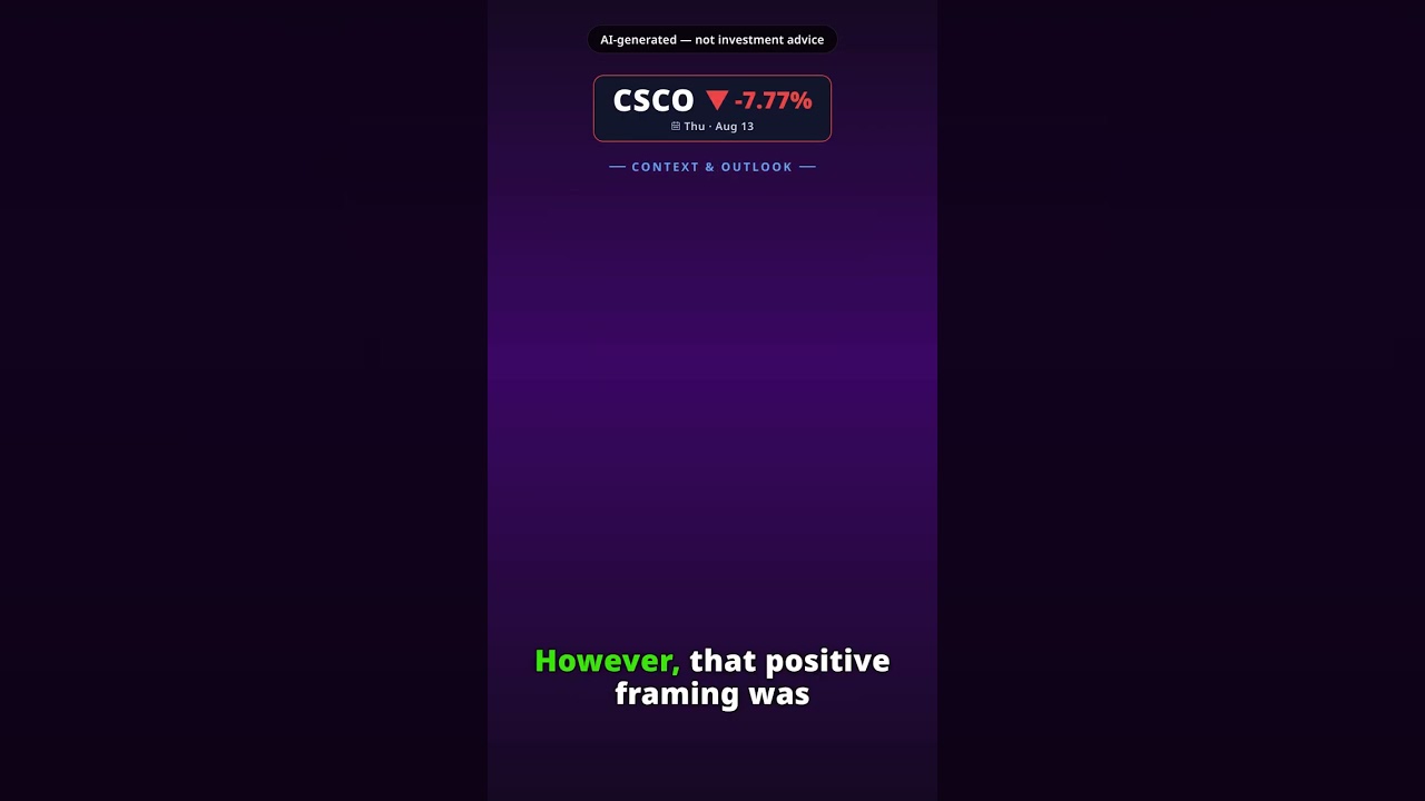 Why Is Cisco Stock Tumbling Today? CSCO -7.77% (Aug 13)
