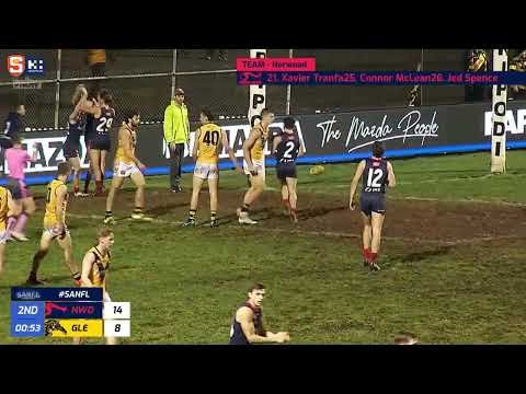 Rd 18 SANFL Snapshot - Norwood's Baynen Lowe soccers instinctively in square