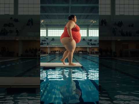 Tiny Baby vs Super Fat Lady 💦😂 | Who did it better? #aifusion  #pool #diving #jump #shorts #trending