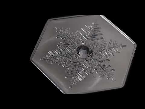 $20 Pure Silver Hexagon Coin with Crystal – Snowflake – Mintage: 8,500 (2023)