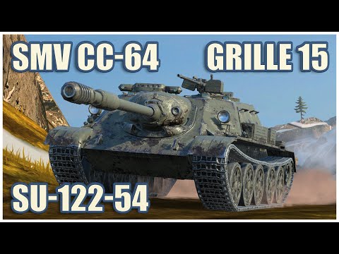 Grille 15, SU-122-54 & SMV CC-64 • WoT Blitz Gameplay
