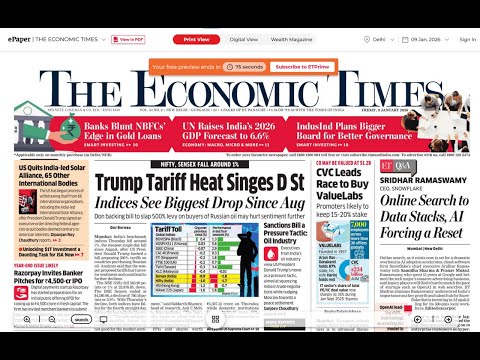 9 January 2026 | The Economic Times Newspaper | Daily Finance & Business News Analysis