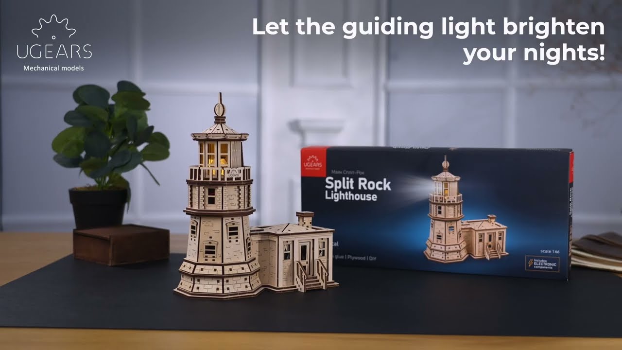 Ugears 3D dřevěné mechanické puzzle Maják Split Rock