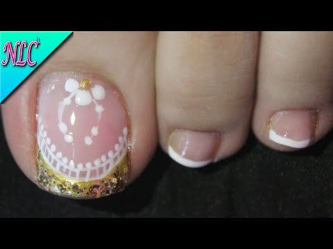 DISEÑO DE UÑAS PARA PIES FLOR Y FRANCÉS FÁCIL DE HACER – FLOWERS NAIL ART – FRENCH NAIL ART – NLC