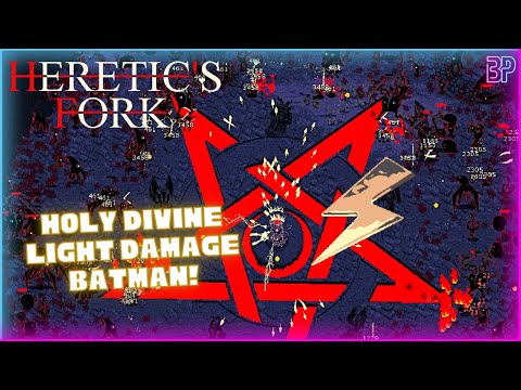 Heretic's Fork | HOLY DIVINE LIGHT DAMAGE!! | Bullet Heaven Deckbuilder Tower Defense Roguelike